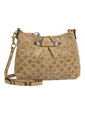 Vintage Coach Crossbody Bag – Signature Jacquard & Snakeskin Trim – 11”W x 8”H